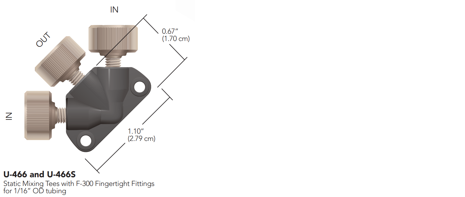 IDEX PEEK Static Mixing Tee U-466, U-466S