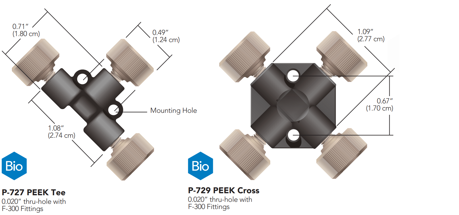 IDEX PEEK Tee & Cross P-727, P729