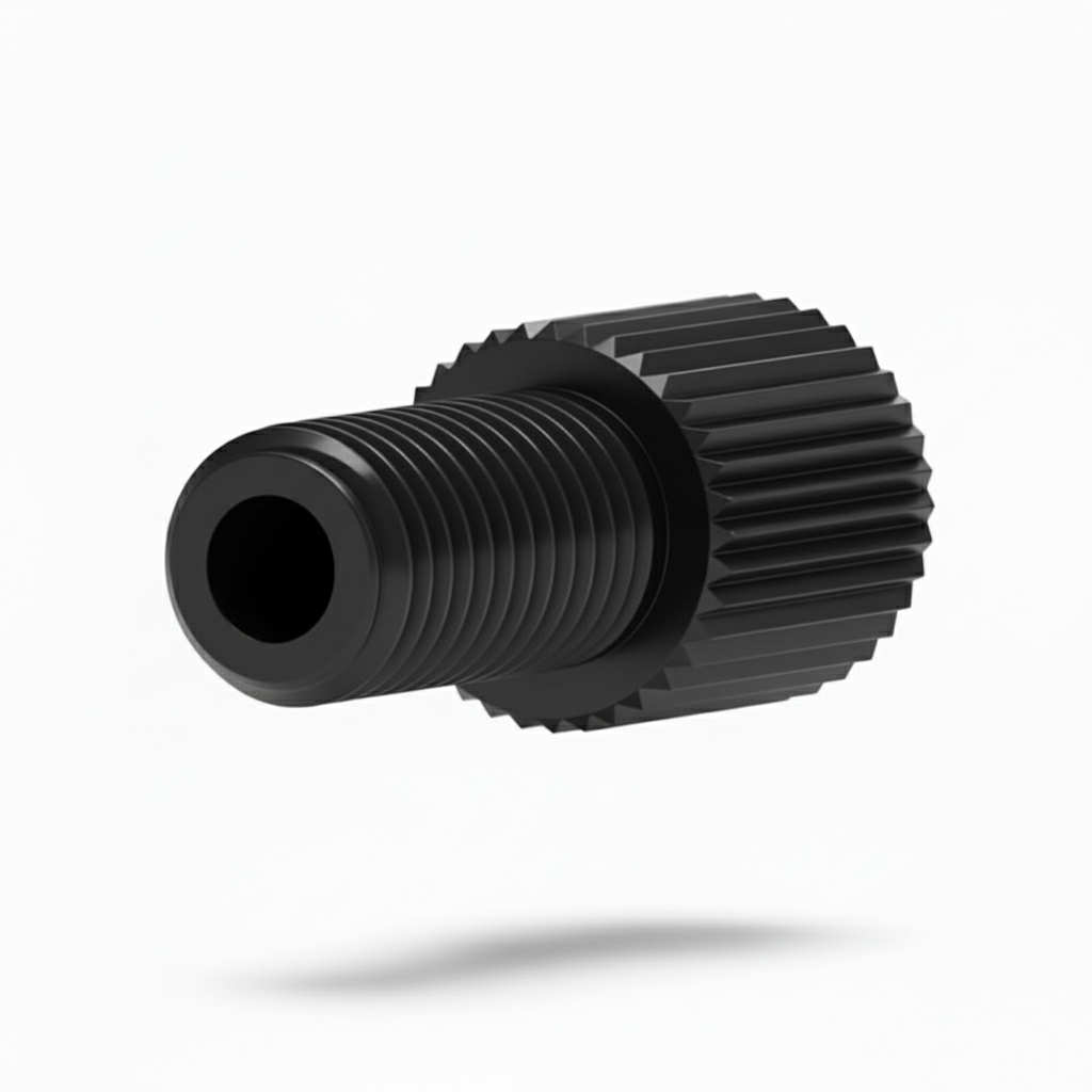 P-331BLK, Super Flangeless™ Nut PEEK, 1/4-28 Flat-Bottom, for 1/8", Black