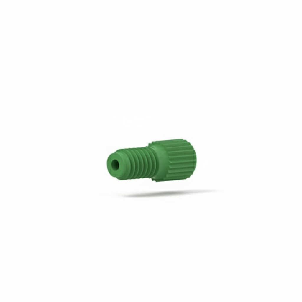 M-653, Super Flangeless™ Nut, Short, Headless, 10-32 Flat-Bottom, for 1/16" OD, Green